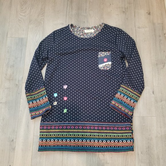 Guo Guo Size XL Sweater Fleece Lined Boho Bohemian - Picture 5 of 11